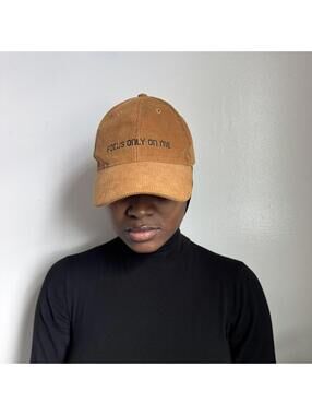 Bershka Mustard Corduroy "Focus only on me" Dad Hat